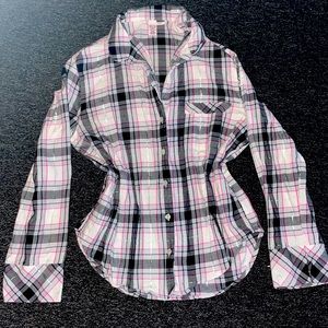 Victoria secret pajama set, pink,purple,gray,black plaid.